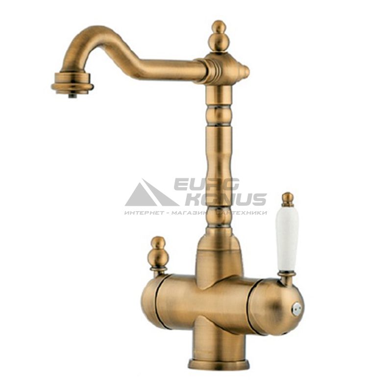 FABIANO Смеситель для кухни на две воды двухрычажный FKM 31.8 Brass-Antique (8231.402.0260)